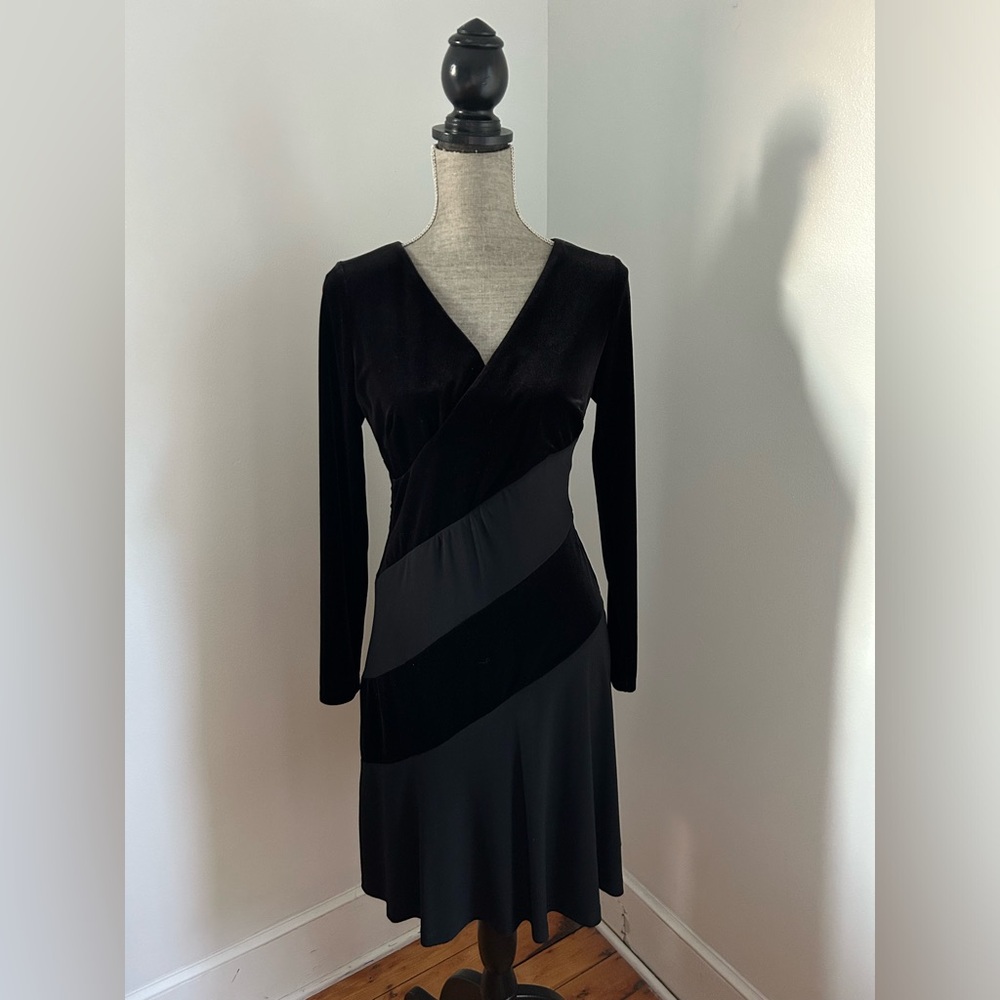 Lauren Ralph Lauren Womens Elvarina Black Velvet Party Dress 4